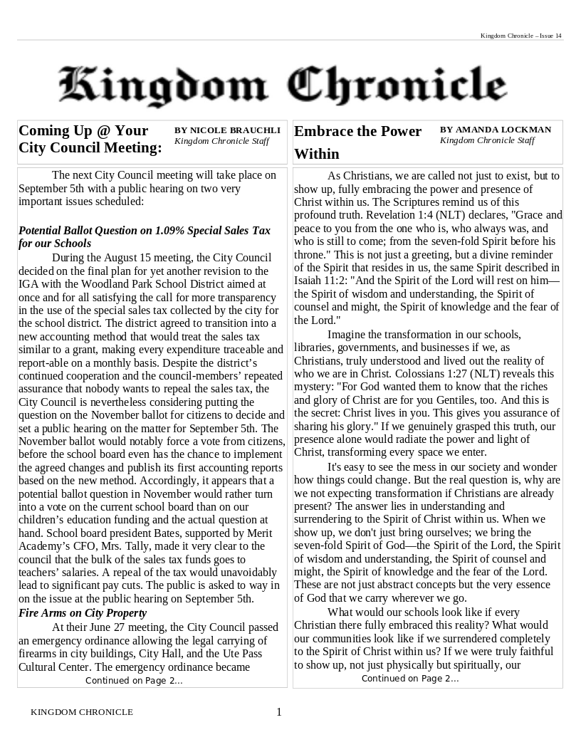 Image of Newsletter cover