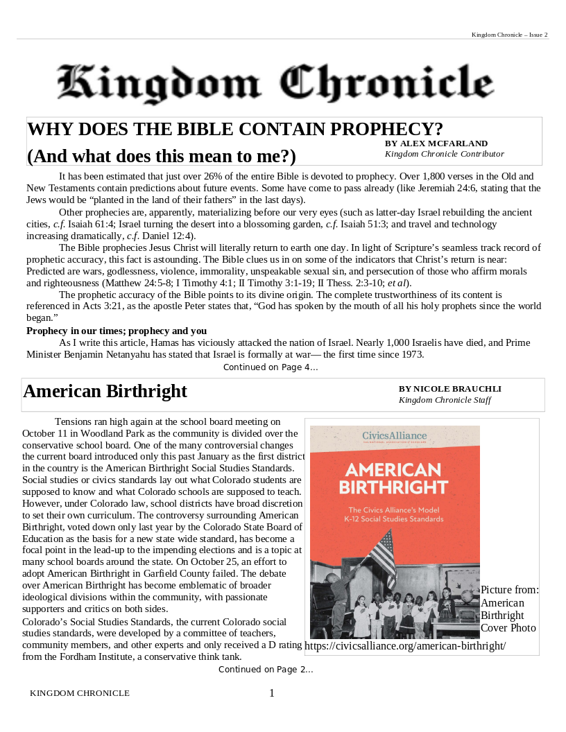Image of Newsletter cover