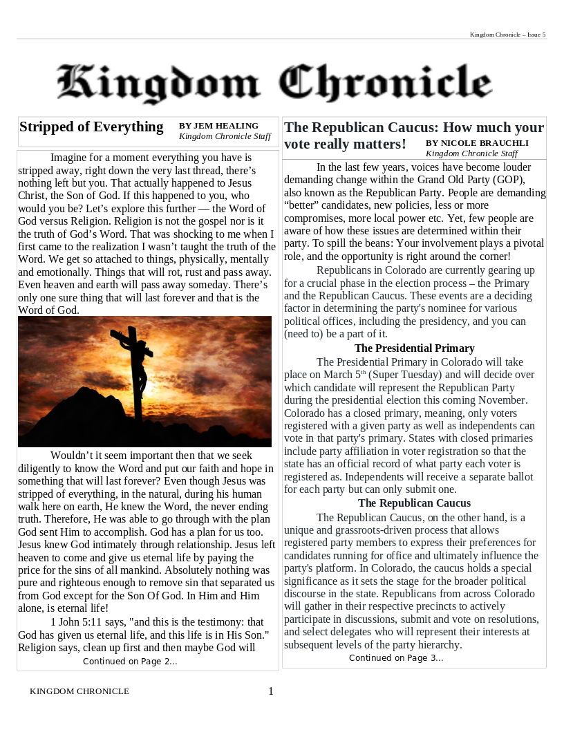 Image of Newsletter cover