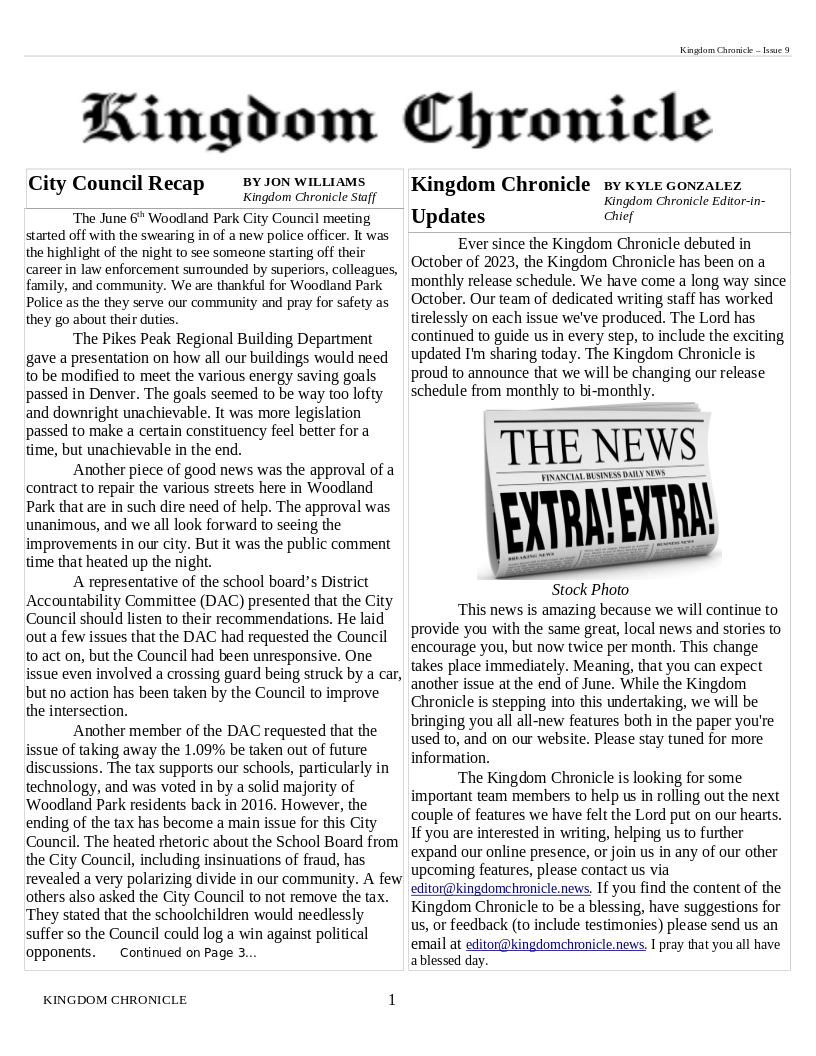 Image of Newsletter cover